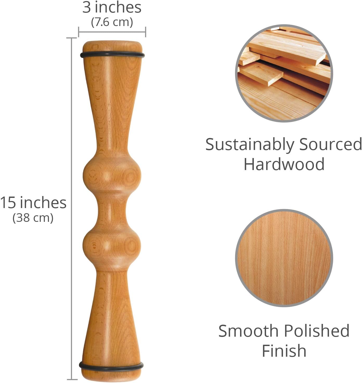 Body Back Wood Back Roller, Back Massager & Muscle Roller, Full Back Pain Relief and Spine Stretch Tool: Health & Personal Care