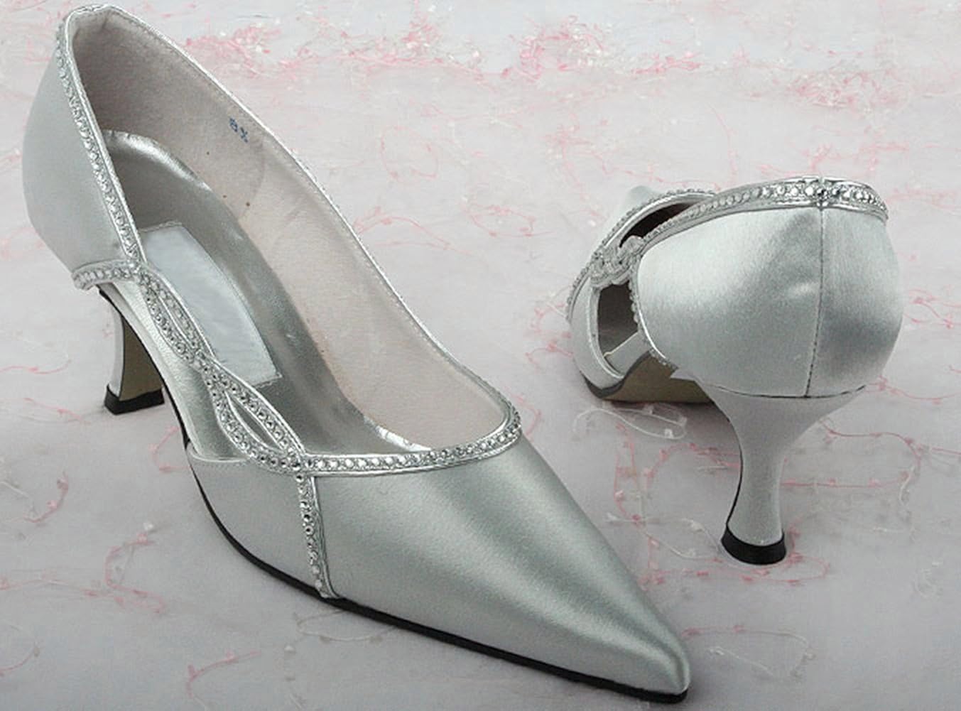 2 inch silver heels for wedding