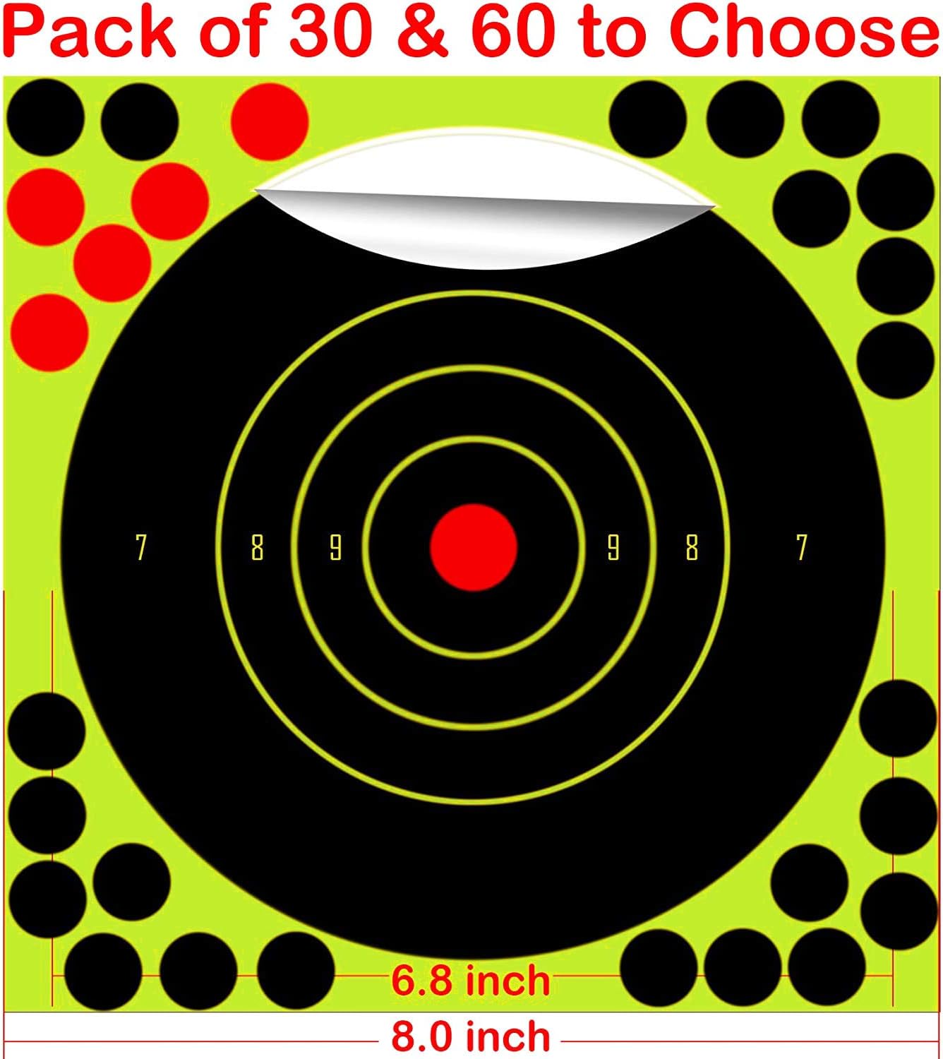 TEGE 30 & 60 & 100 Pack Shooting Targets 8×8 inch Adhesive Shooting Targets Reactive Self Stick Splatter Paper - Gun - Rifle - Pistol - Airsoft - BB Gun - Pellet Gun - Air Rifle : Sports & Outdoors