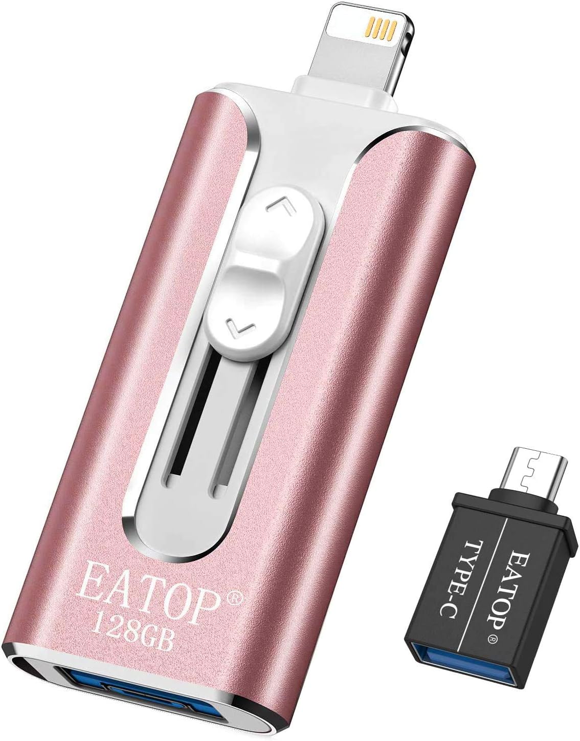 USB Flash Drives 128GB, Thumb Drive USB 3.0 Flash Drive 128GB Compatible with Mobile Phone & Computers, EATOP Phone External Expandable Memory Storage, Take More Photos & Videos, 128GB &ndash; Rose Gold