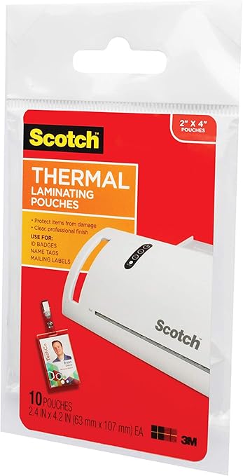 Amazon Com Scotch Thermal Laminating Pouches Id Badge With Clip 5 Mil Thick For Extra Protection 2 4 Inches X 4 2 Inches 10 Pouches 6 Pack Tp5852 10 Laminating Supplies Office Products