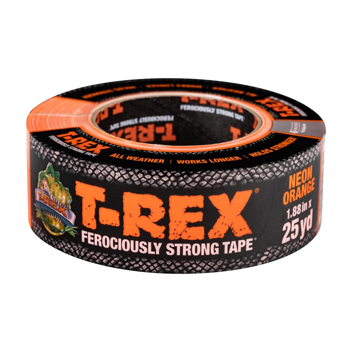 TRex Ferociously Strong Duct Tape, Neon Orange, 1.88 in. x 25 Yards