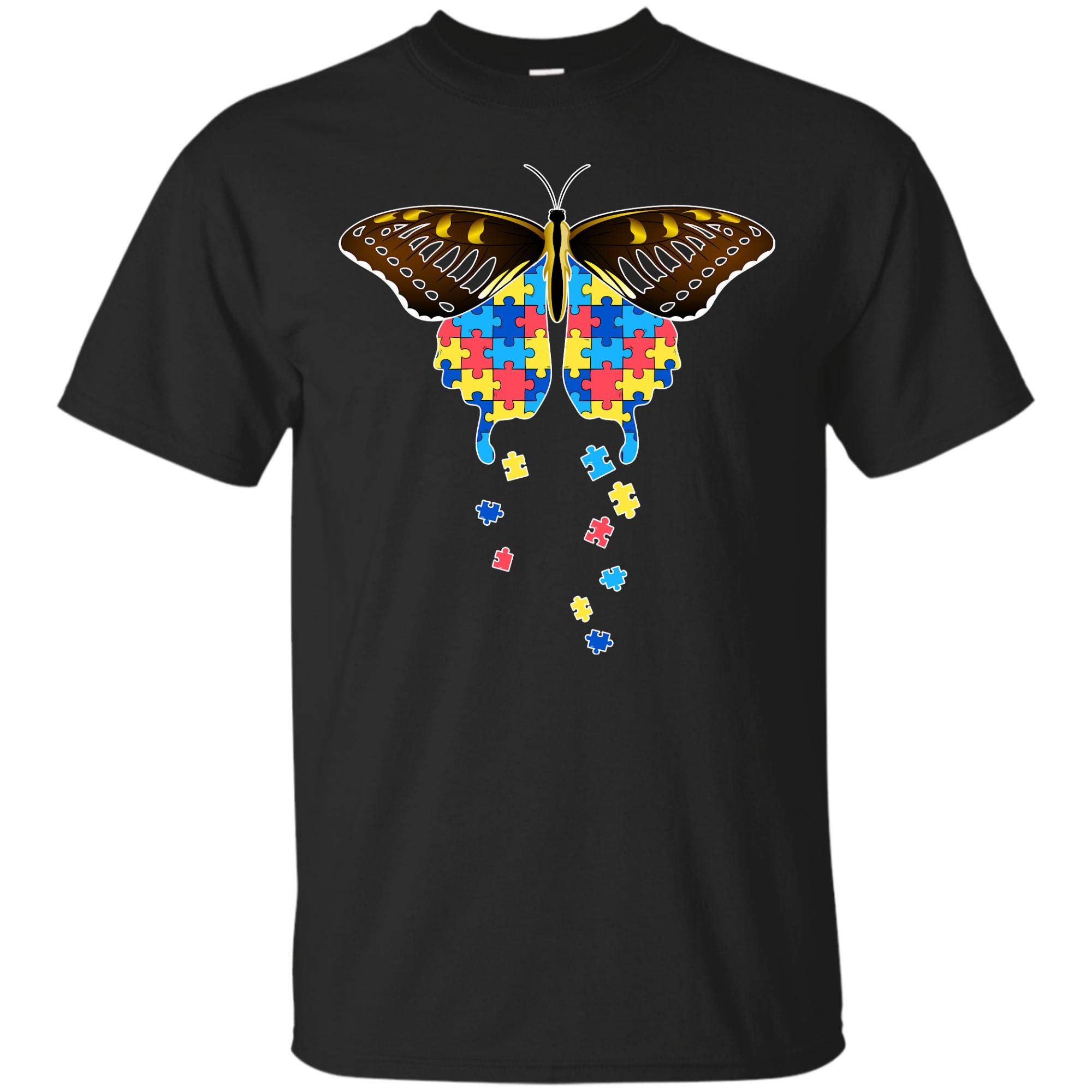 Butterfly Autism Awareness T Shirt Puzzle Ribbon Support Dad Mom Gift Tees