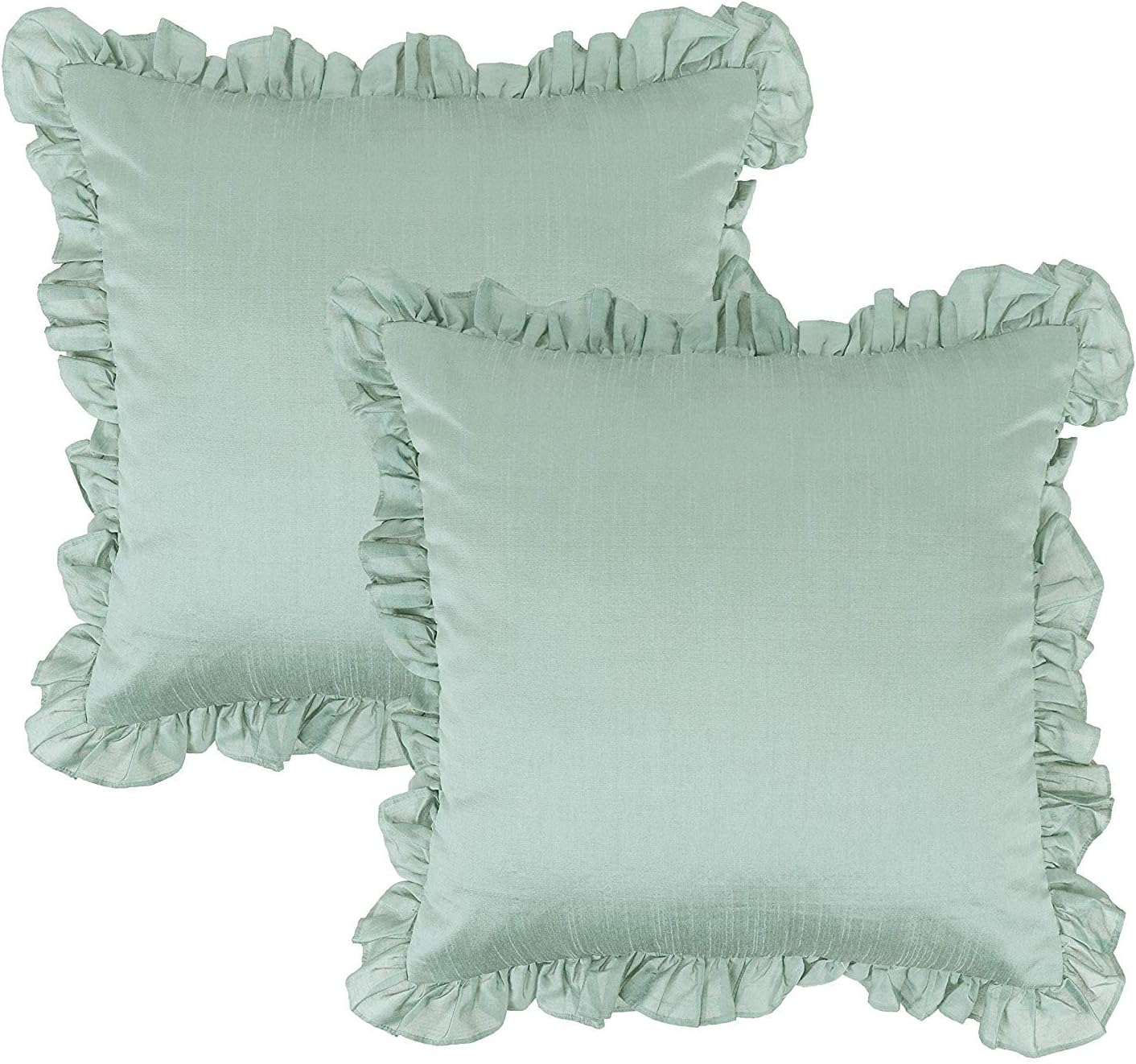 The White Petals Sage Green Euro Sham Covers (Ruffles