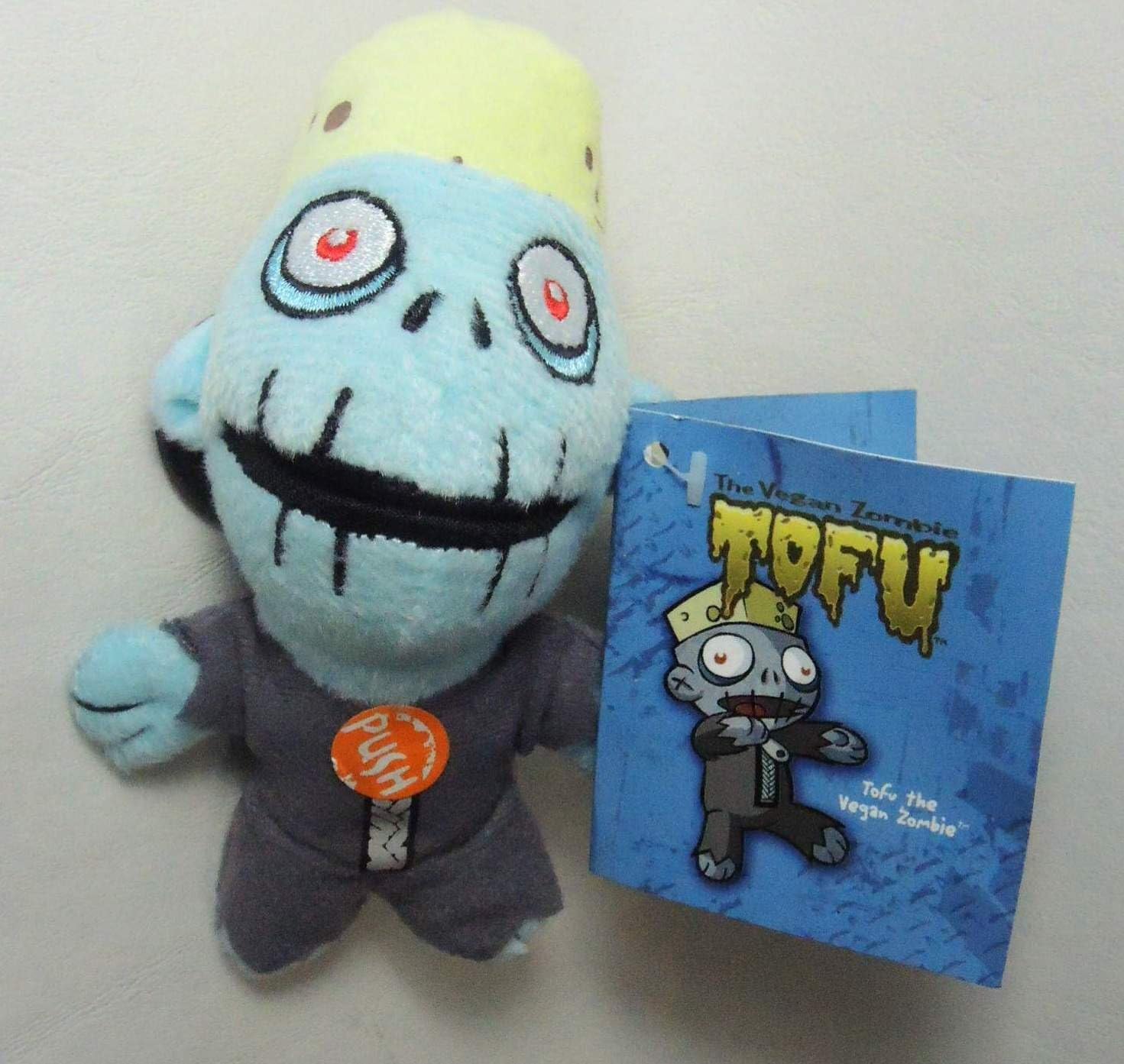 Teddy Scares Monster Mouth plush keychain - Tofu the Vegan Zombie by Teddy Scares