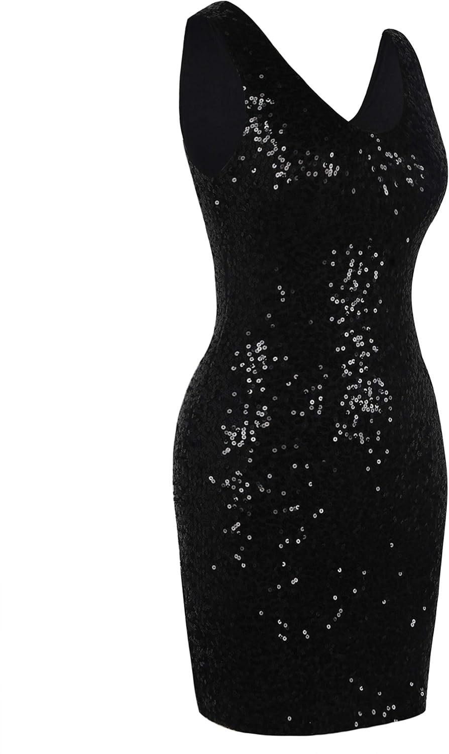 black glitter cocktail dress