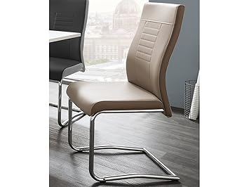 möbelando Schwingstuhl Küchenstuhl Esszimmerstuhl Polsterstuhl Stuhl Luton I (2-er Set) Cappuccino Braun