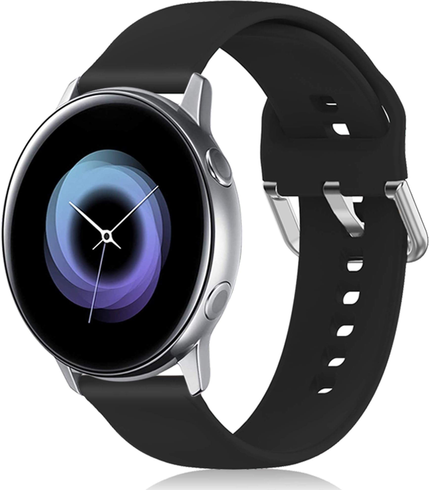HSWAI Compatible with Samsung Galaxy Watch 3 Bands 41mm/ Galaxy Watch Active 2 Bands 40mm 44mm/ Galaxy Watch Active Bands/ Galaxy Watch 42mm Bands（Black-L）