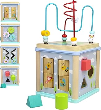 Fajiabao Jouet En Bois Cube D Activite Bebe 5 En 1 Cube Activite En Bois Avec Labyrinthe Enfant Jouet Educatif Enfant 3 4 Ans Fille Garcon Amazon Fr Jeux Et Jouets