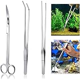 UEETEK Kit da 3 pezzi / set, serbatoio per pesci d'acquario in acciaio inossidabile, attrezzi a forbice per pettini Set Kit di avviamento per pesce per l'erba in vaso da taglio Etc, lunghezza media 26CM