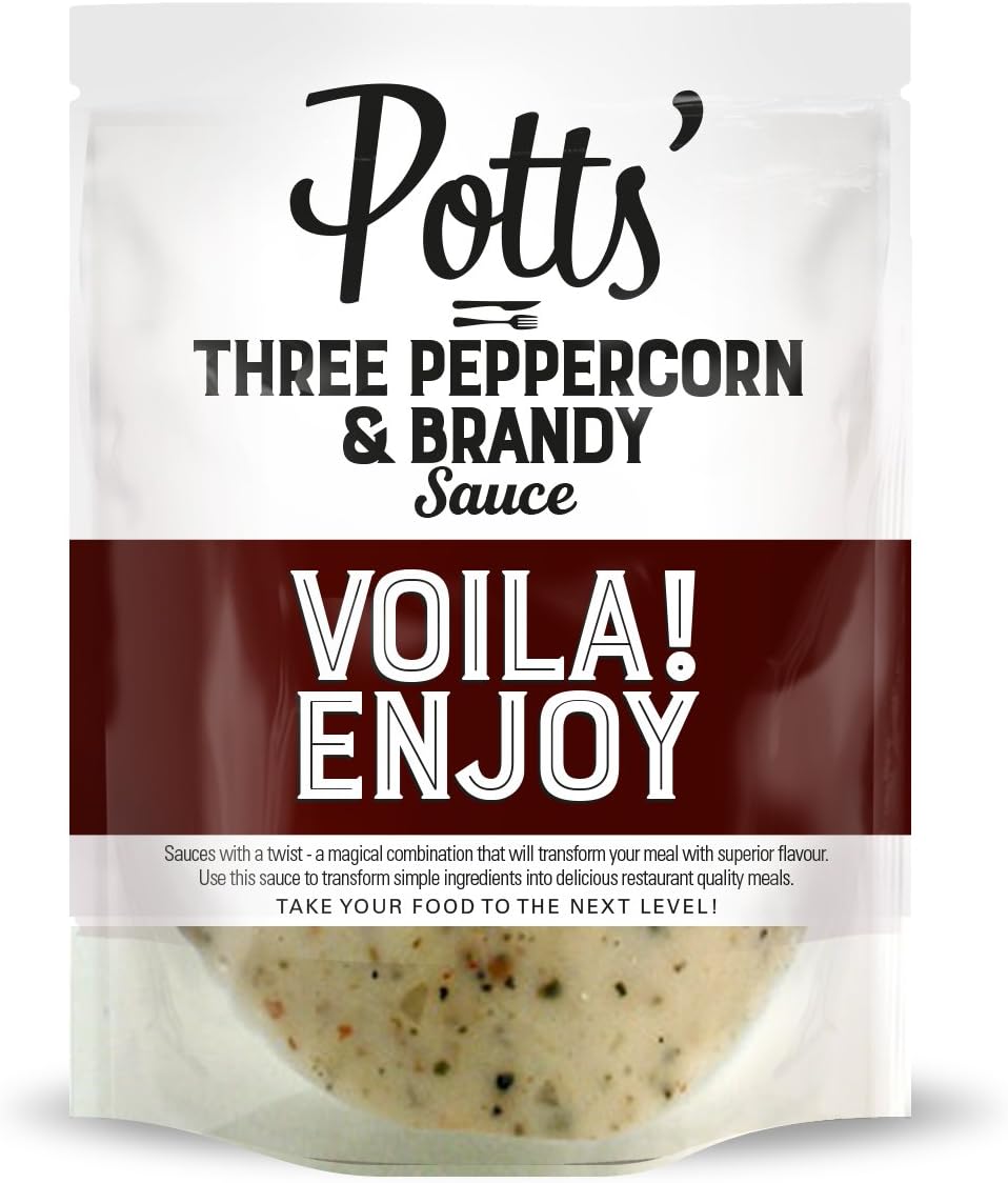 Potts' Three Peppercorn Sauce with Brandy, Pack of 6