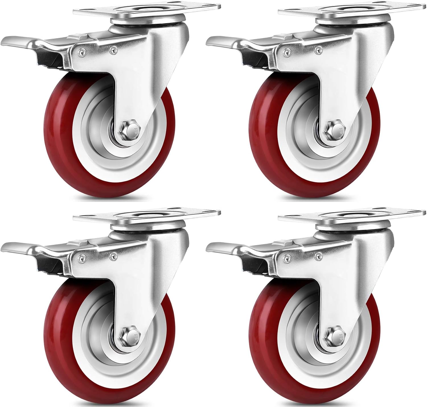 SPACECARE 4 Inches Swivel Caster Wheels, 1360Lbs with 360 Degree Heavy Duty Swivel Locking Casters with Brake Set of 4, No Noise Swivel Plate Castors: Home Improvement