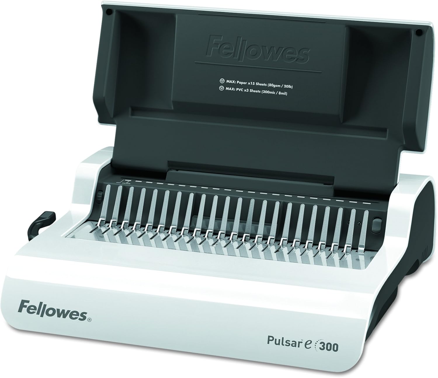 Fellowes 5216701 Pulsar Electric Comb Binding System, 300 Sheets, 17 x 15 3/8 x 5 1/8, White, Grey : Office Products