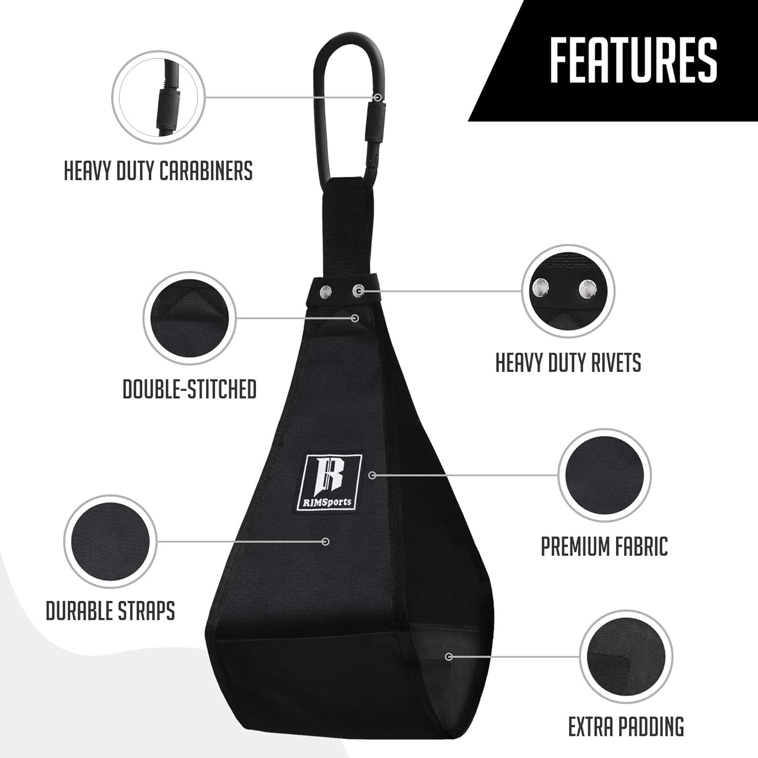 RIMSports Ab Straps for Core Workouts - Heavy Duty Padded Hanging Ab Straps for Pullup Bar - Premium Arm Straps for Ab Workout, Leg Raises, Pullups & Chin up - Exercise Straps with Steel Carabiners : Sports & Outdoors