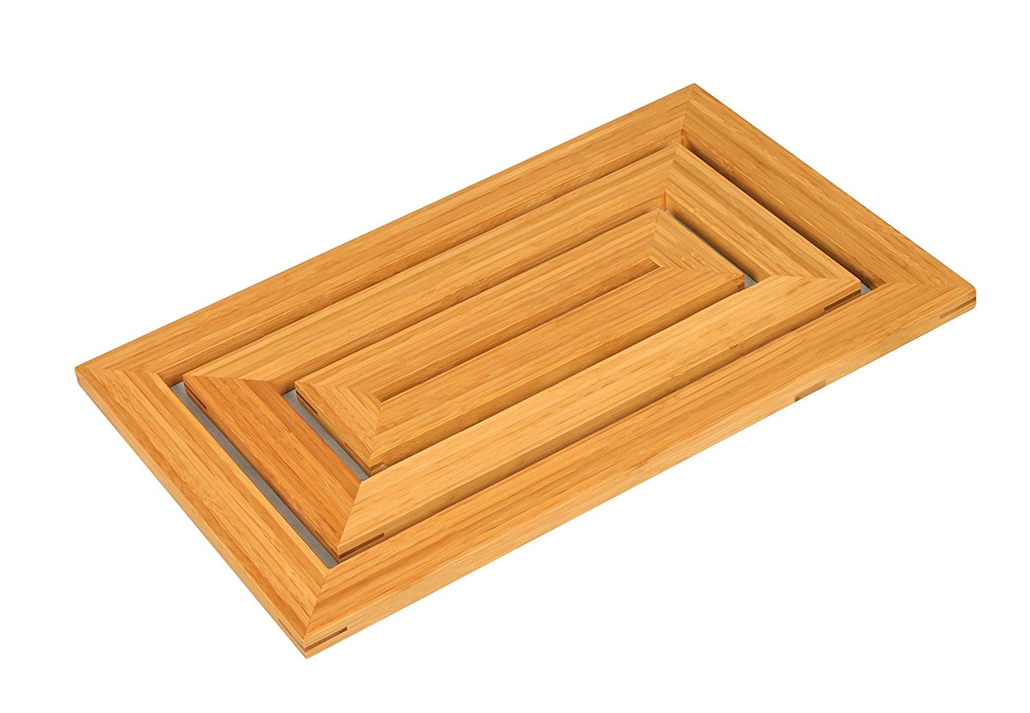 Optimal Products Bamboo Floor and Shower Bath Mat Skid Resistant