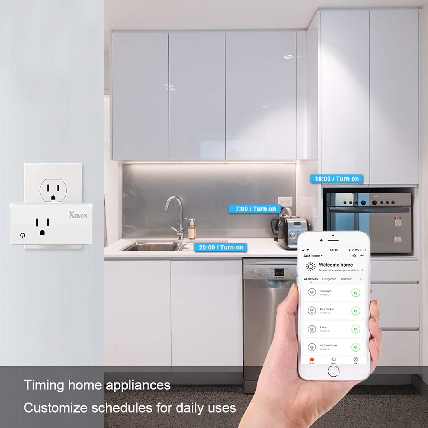 Xenon WiFi Smart Plug, With 2 USB Ports, Compatible with Alexa/Google Assistant, 10A Only Supports 2.4GHz Network, ETL Certificate, 1Pack - - 