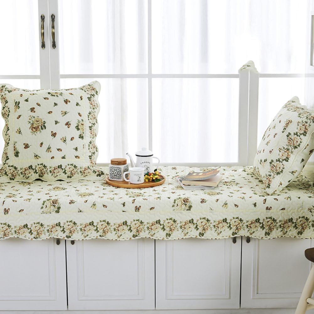 Patchwork NonSlip Bay Window Mat,Cotton Window Seat Cushion Balcony