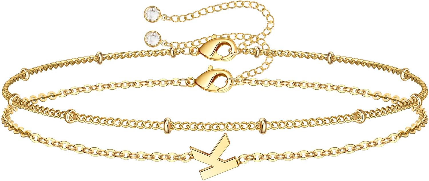 Dainty Gold Initial Bracelets for Women, 14K Gold Plated Gold Bracelets Initial Bracelets for Women Teen Girls Jewelry Chain Bracelets for Girls Kids Toddler Little Girls Jewelry Gifts Letter K: Jewelry