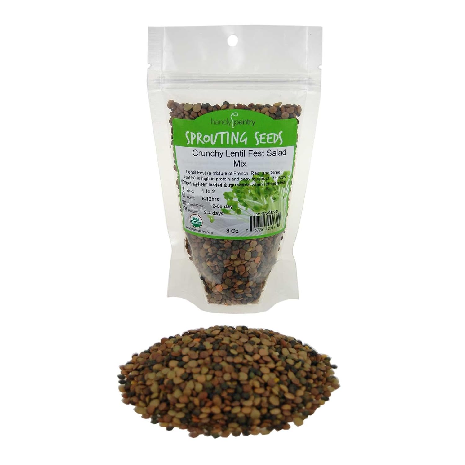 Amazon Com Crunchy Lentil Fest Sprouting Seed Mix 8 Oz Handy