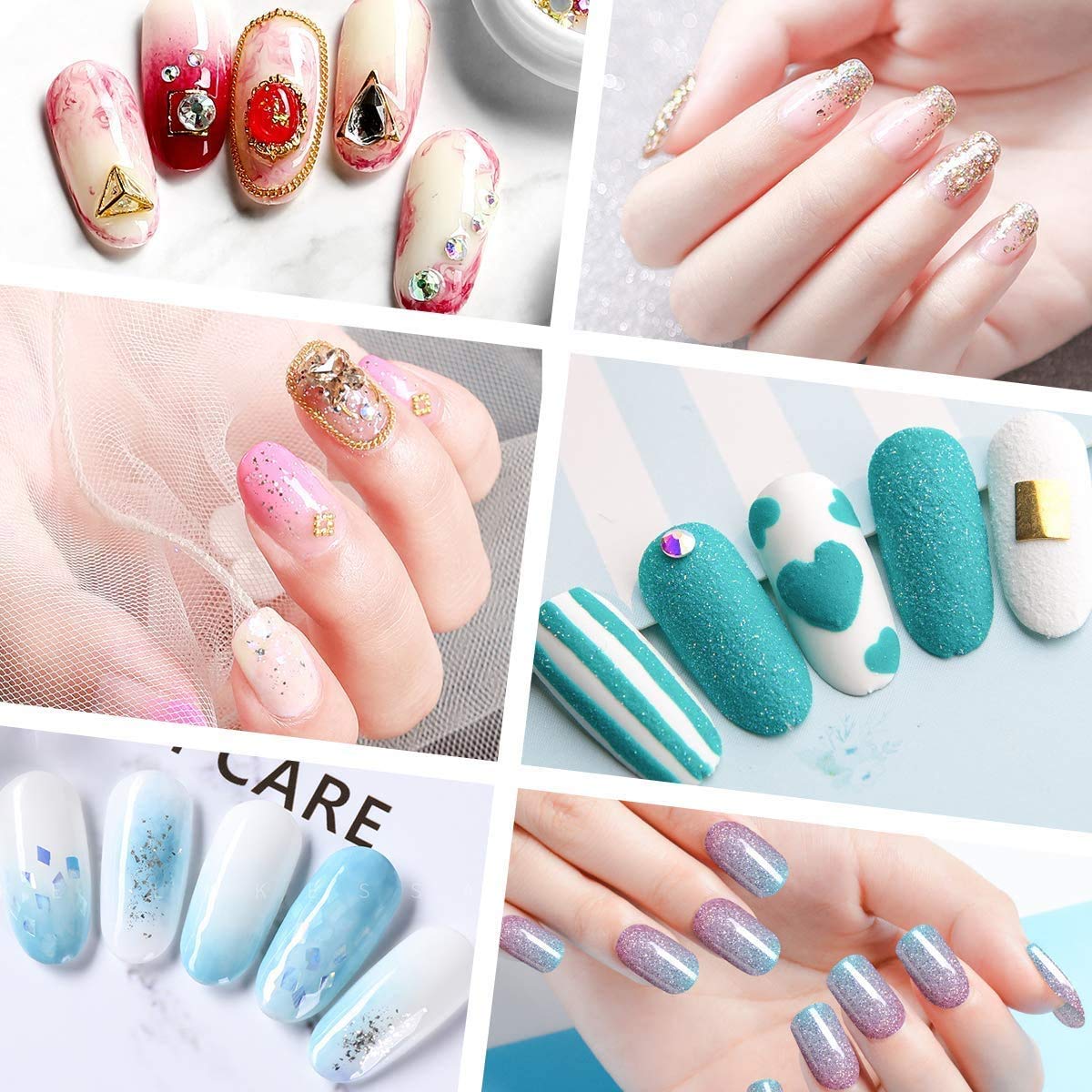 42 in 1 Acrylic Nail Art Set Acrylic Nail Powder Glitter Brush Nail French Tips Nail Art Decoration Tools Set: Beauty