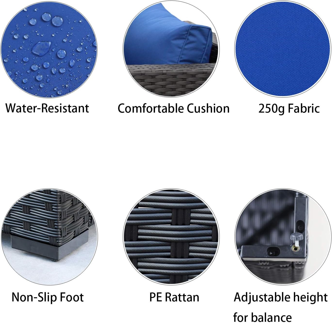 Rattaner Outdoor Wicker Sofa Set -5 Pice Patio PE Rattan Garden Sectional Conversation Cushioned Seat Couch Furniture Set Royal Blue Cushion: Garden & Outdoor