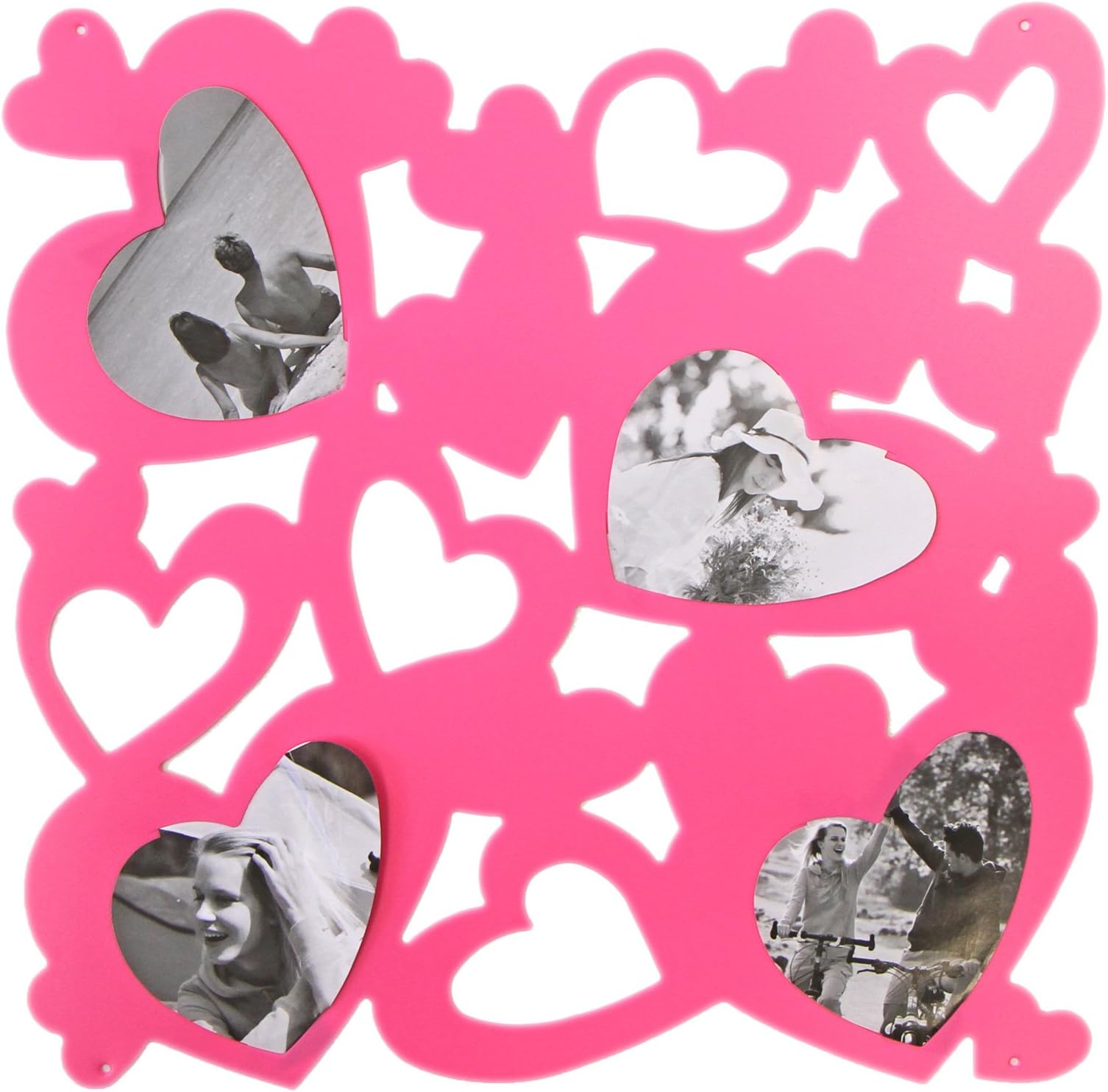 Just Contempo Hearts Hanging Wall Art Panels, Pink, Pack of 4