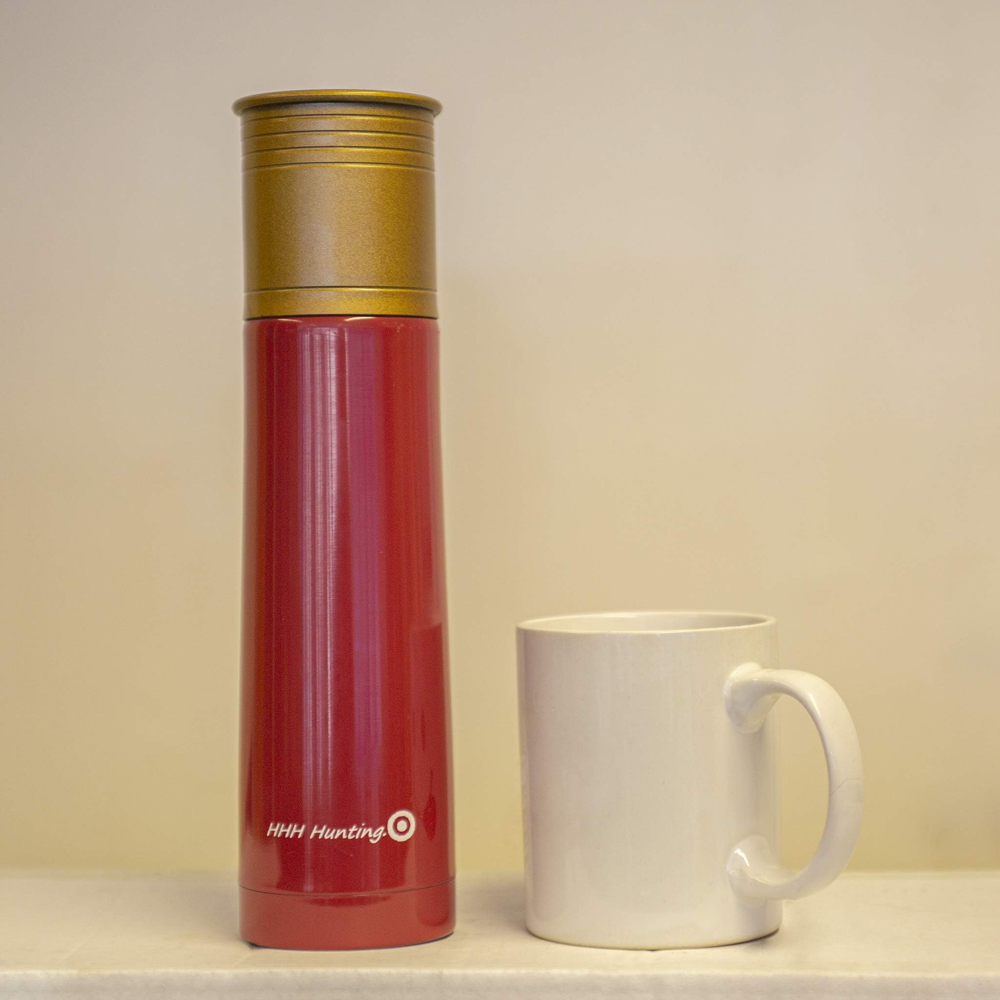 HHHunting® 500ml/750ml Stainless Steel Novelty Shotgun Cartridge Stainless Steel Thermos Flask Soup Flask With Pop Up Pourer In Black, Red Or Green. Drinks Bottle Great For Hunting Shooting Fishing Or Camping. Ideal Gift.