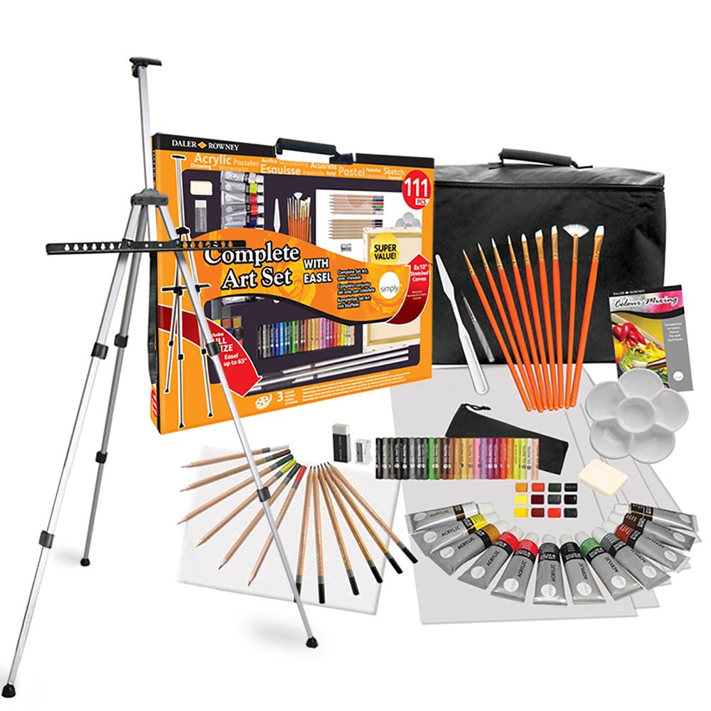 Daler Rowney 111 pz set pittura e disegno XXL pleto con cavalletto colori matite colorate tela Amazon Casa e cucina