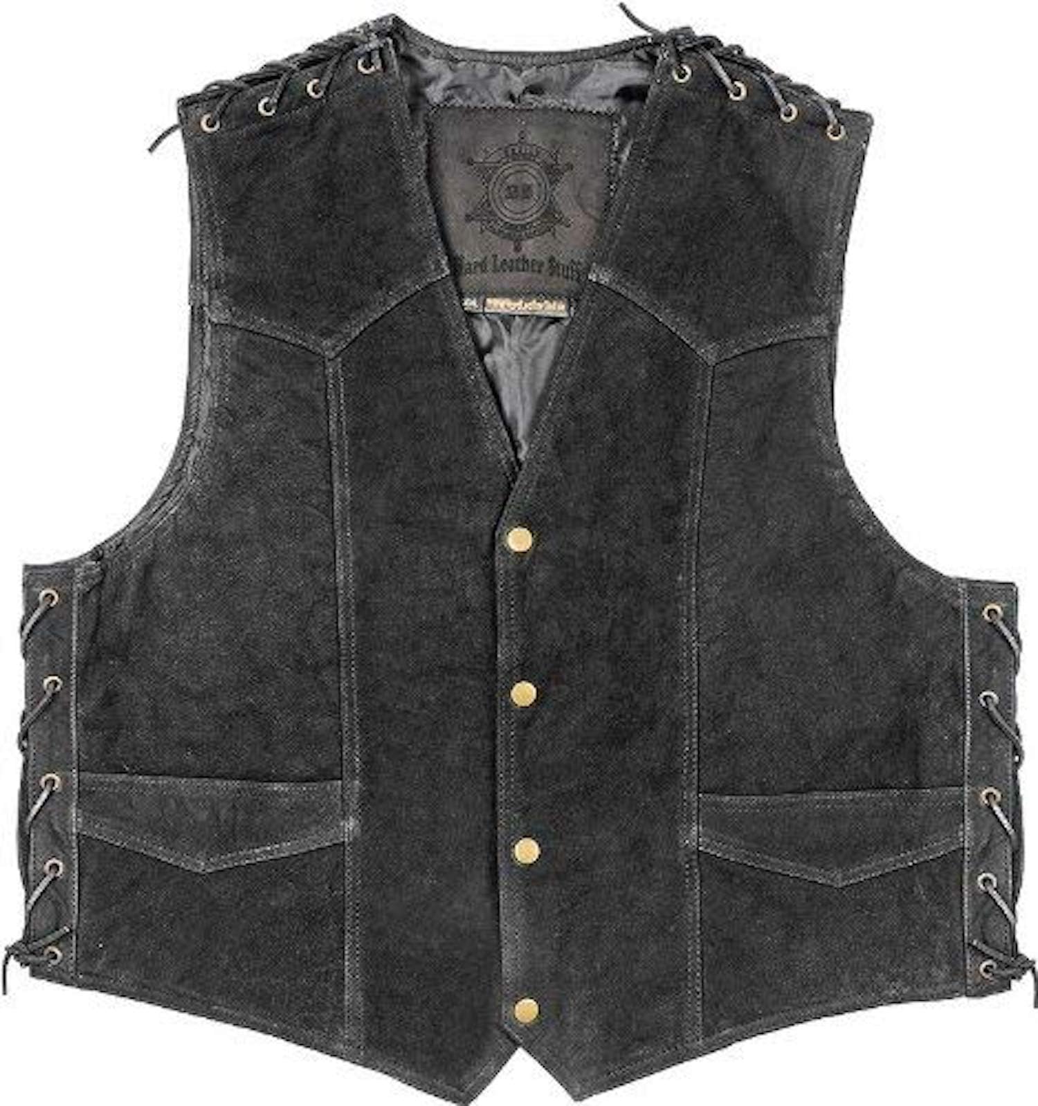 SCOUT Leather Vest Black - Original Biker & Western Style - Spring Summer