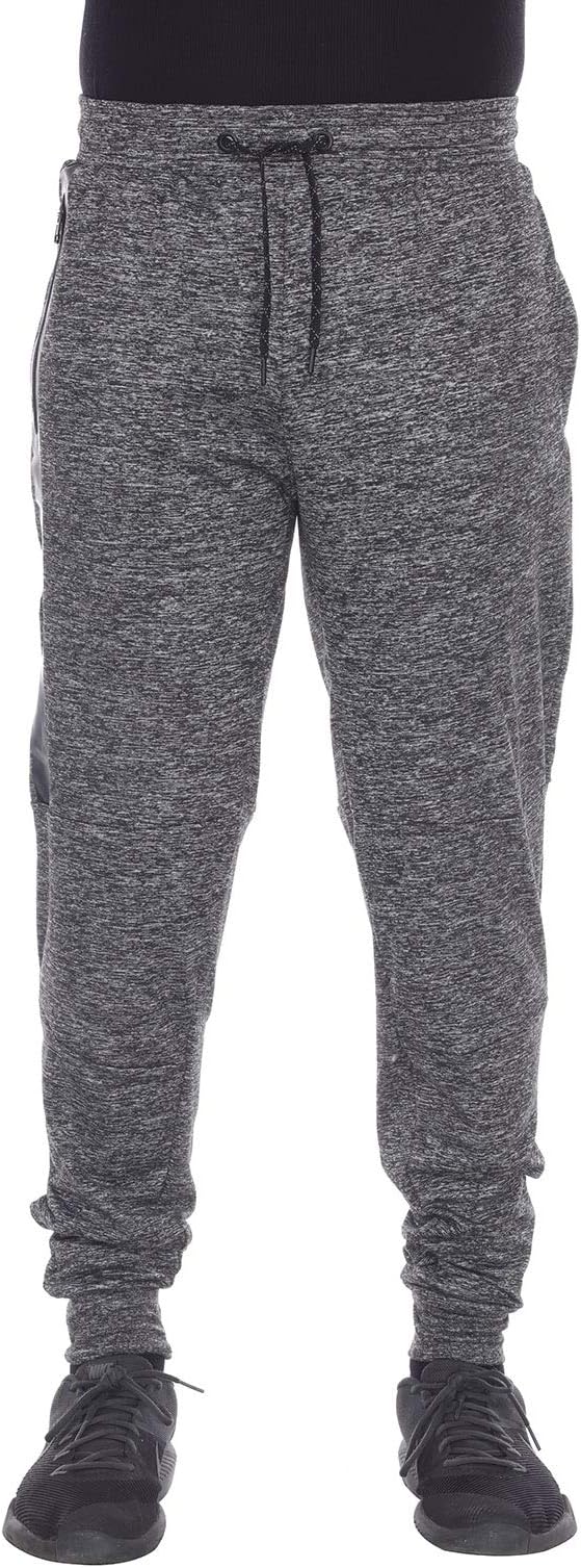Basic Men's Marled Jogger Pants Ribbed Ankle Drawstring Waist Sweatpants