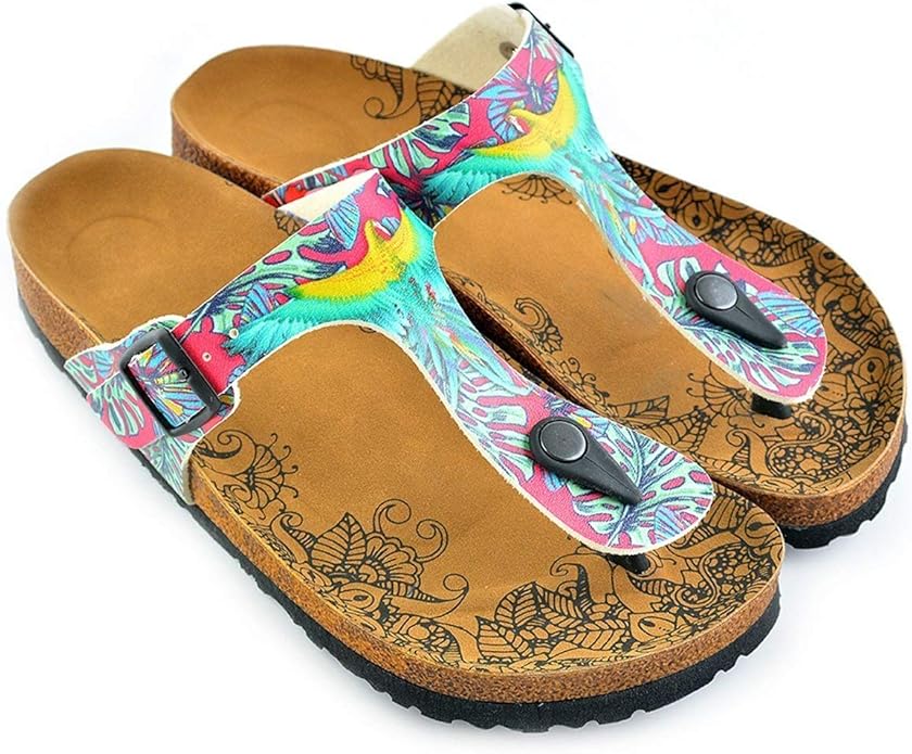 Goby Pink &amp; Turquoise TStrap Sandal CAL518 Amazon.co.uk