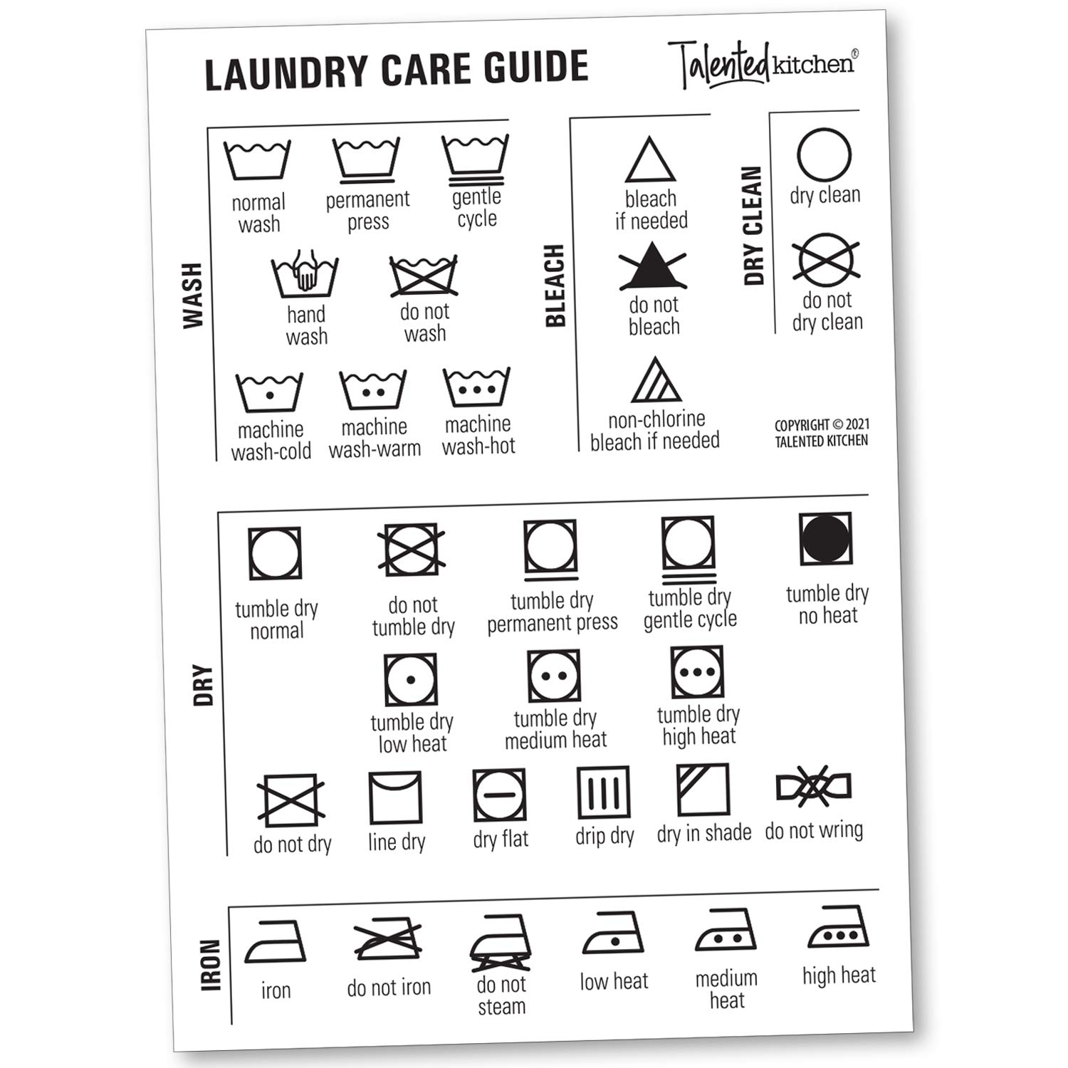 Buy Talented Kitchen Laundry Care Guide. Laundry Reference