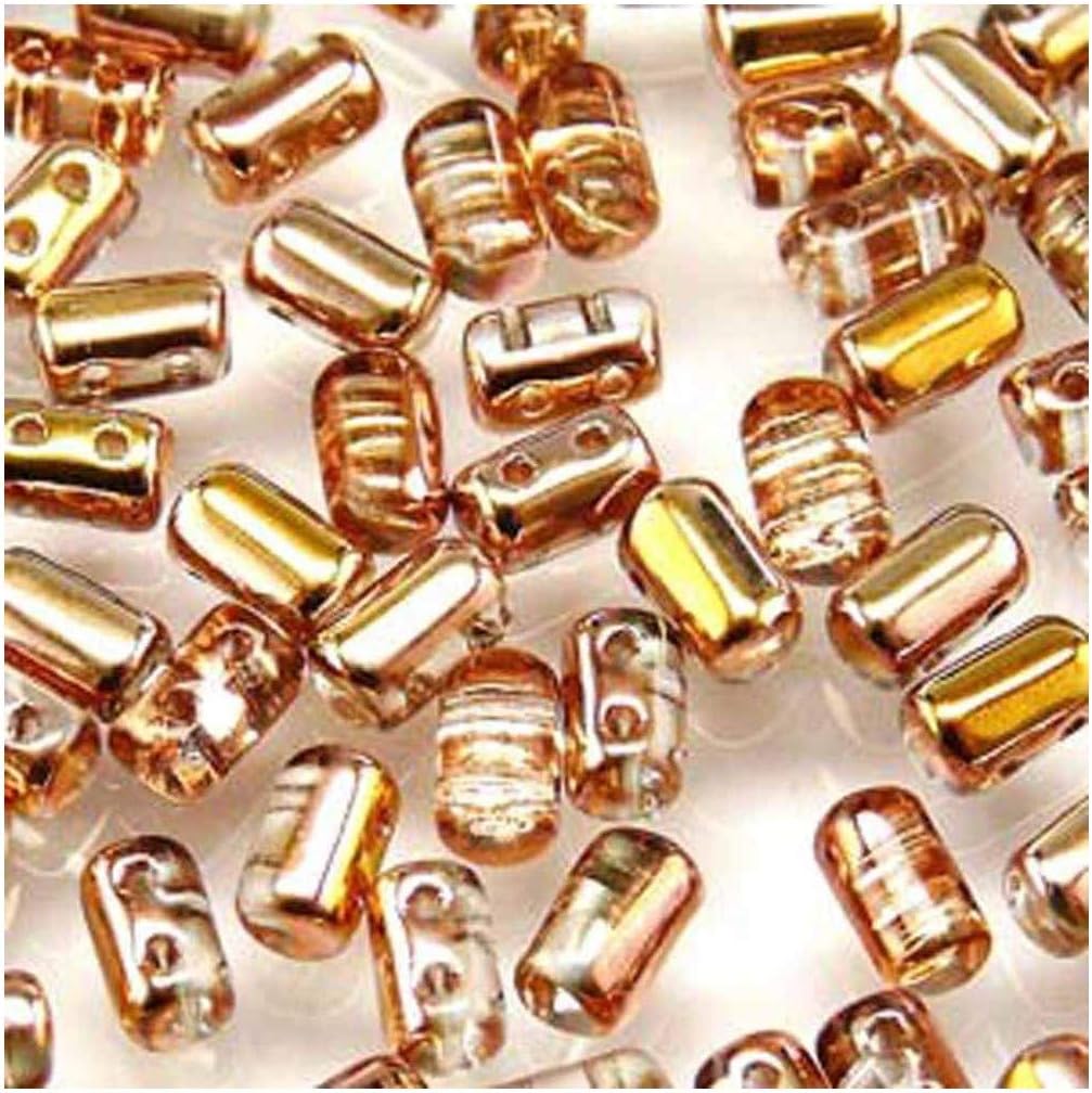 Crystal Capri Gold 3x5mm Rulla Glass Beads (2 Hole)