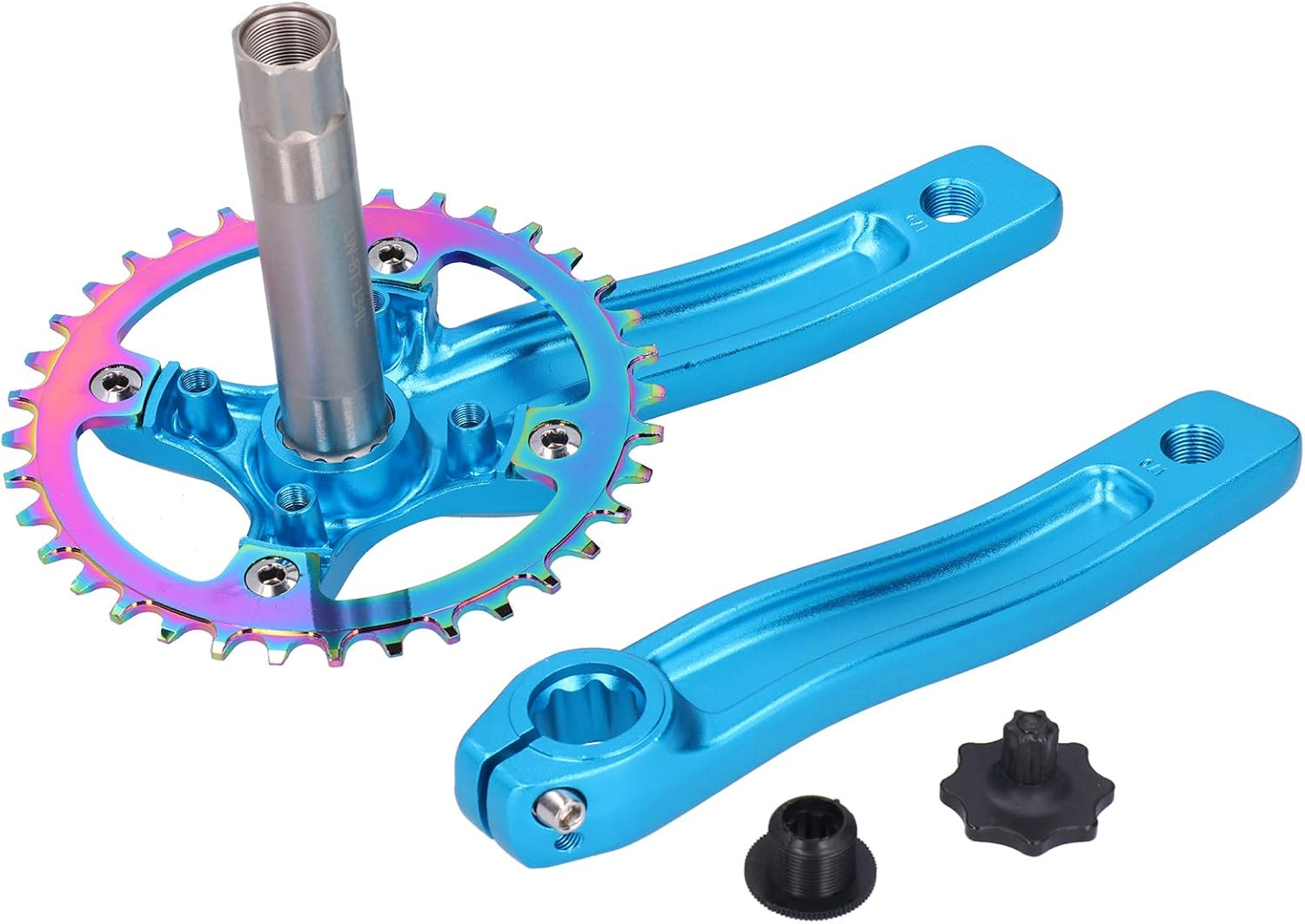 ZTZ Mountainbike 170mm vierkant crankstel met 104 BCD 32/34/36/38T kettingblad, aluminiumlegering MTB crank ronde kettingblad en crank, fit Shimano