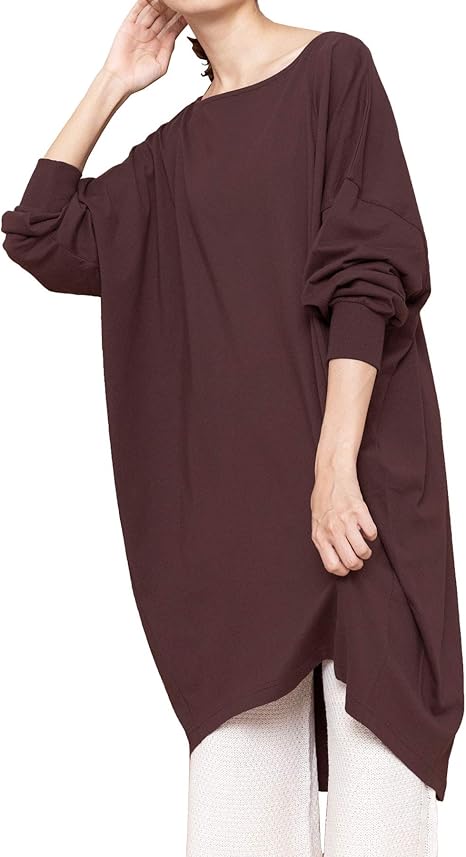 Amazon ミリアンデニ レディース ワンピース 綿100 モモンガ Bigワンピース ロング丈ワンピース ドルマン ワンピース チュニック 通販