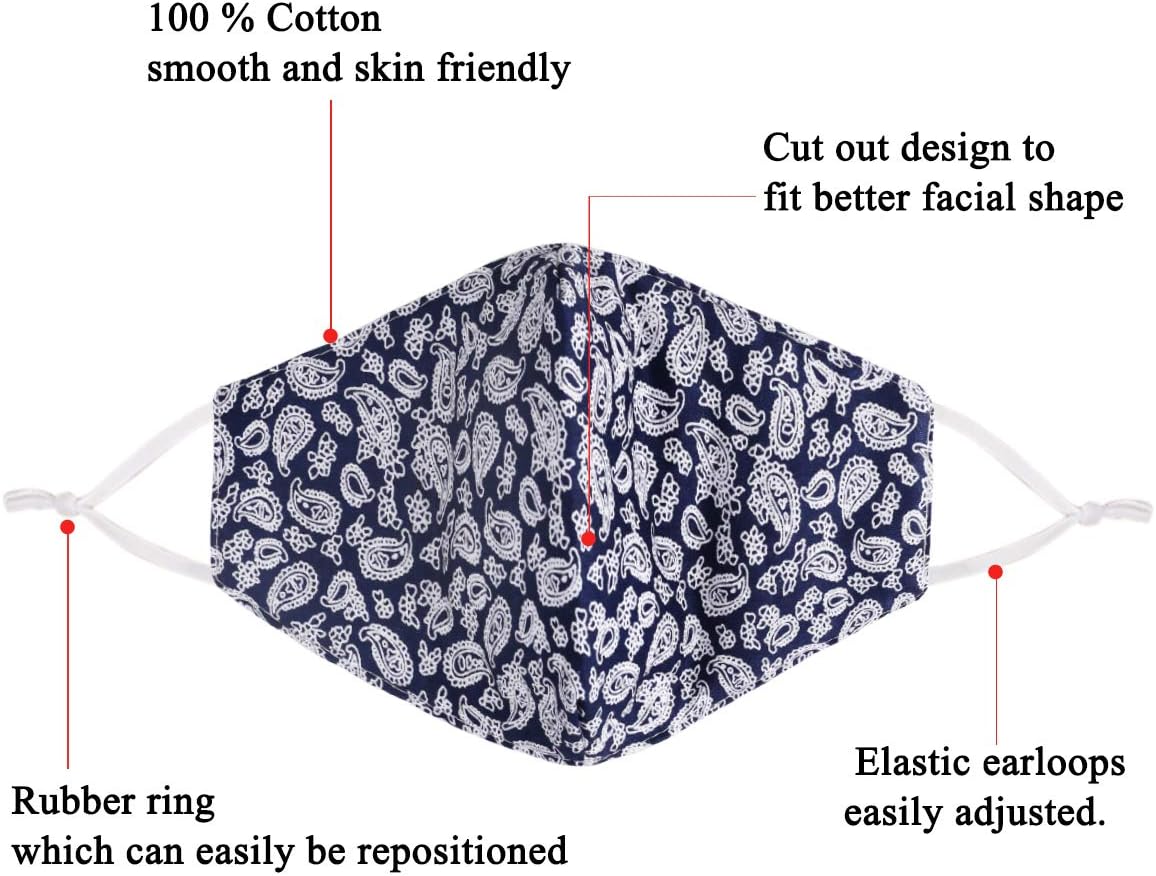 Fashion Cotton Face Mask Reusable for Women Men, mascarillas de Tela para la con diseño, Washable Breathable Designer Cloth Fabric Madks, Adult Earloop Mouth Nose Cover Floral Flower : Sports & Outdoors