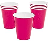 Fun Express - Hot Pink 9 Oz Paper Cups (24pc) - Party Supplies - Solid Tableware - Solid Cups - 24 Pieces