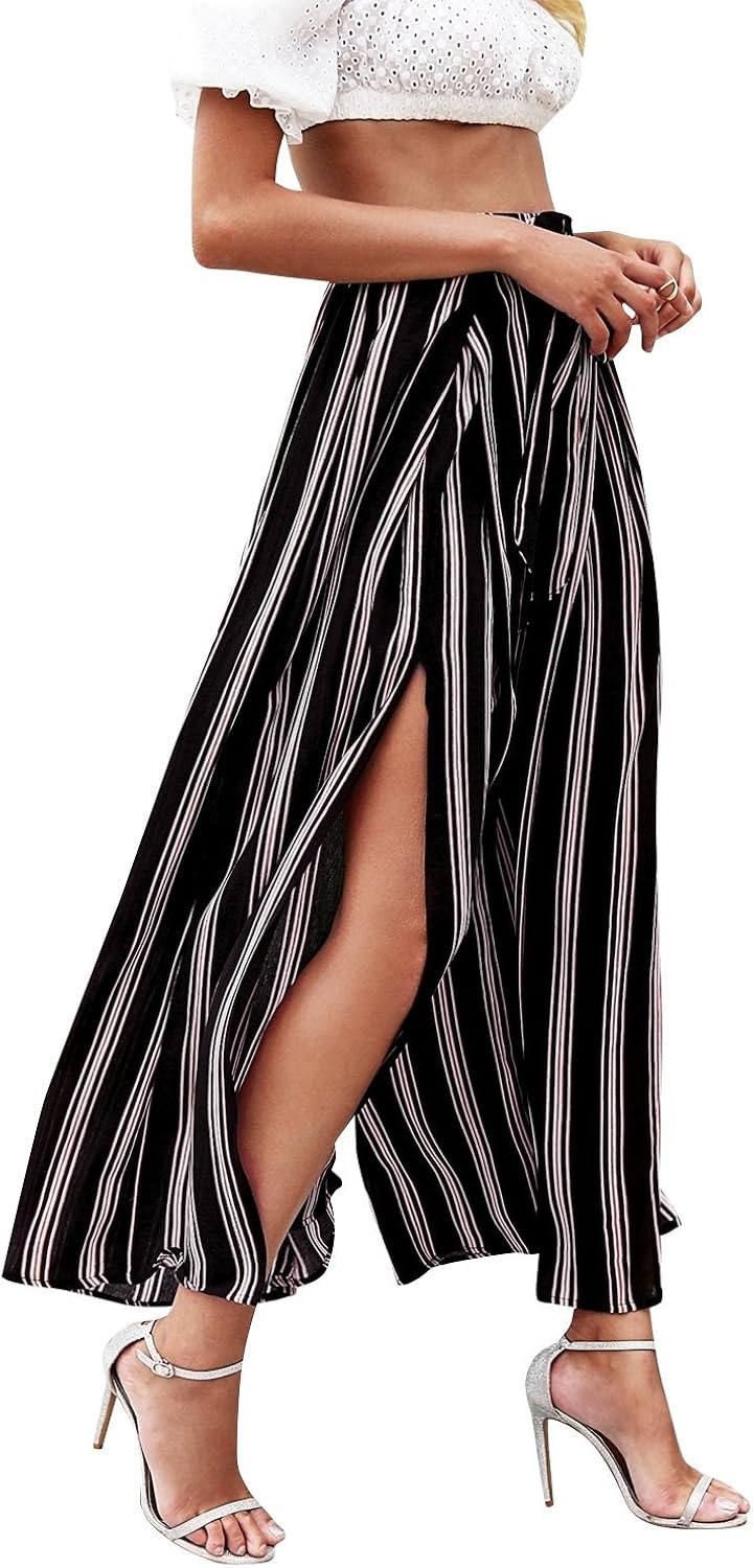 high waisted striped palazzo pants