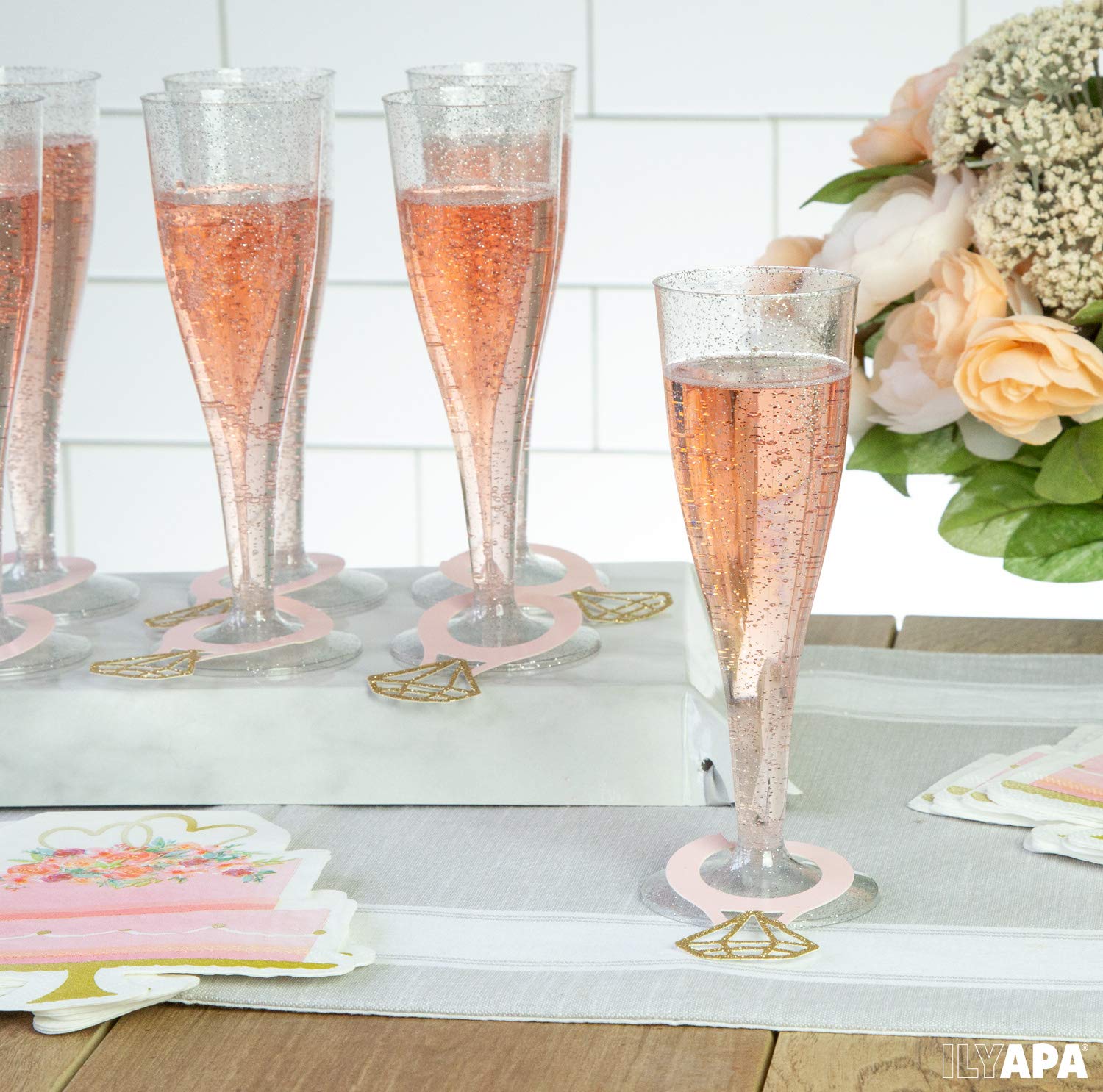 Bulk Champagne Glasses For Wedding Toasting Party 96 Premium Plastic Silver Glitter Champagne Flutes Mimosa Or Cocktails Ilyapa Il 4 5cf96 Sl Home Kitchen Wine Champagne Glasses