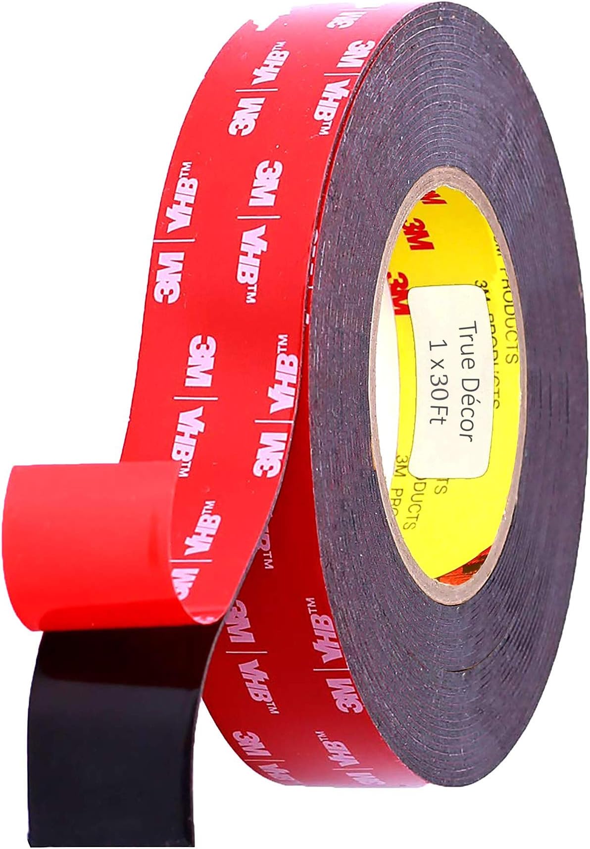 Double Sided Heavy Duty Mounting Tape,1" X30 FT, Heavy Duty Foam Adhesive, LED Strip Lights, Automotive Trim and Home Office by True Décor, Waterproof and Industrial Grade 1”x30 FT