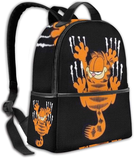 classic school backpack crawling garfield unisex college schoolbag travel bookbag black