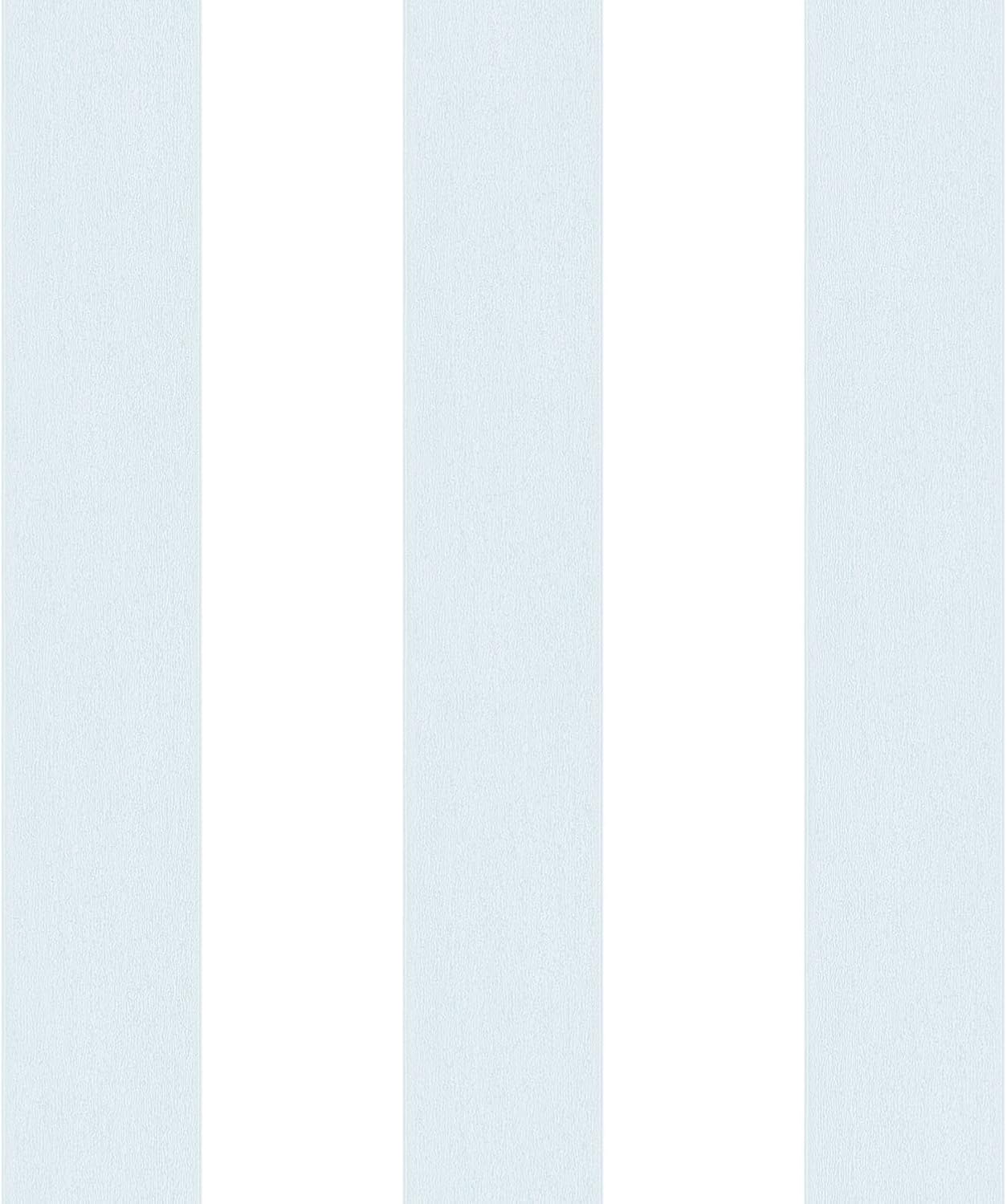Galerie G67582 Smart Stripes 2, Wide Stripes Design Wallpaper, Blue/White, 10m x 53cm