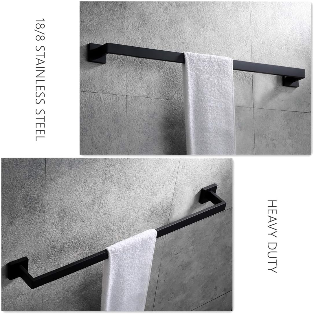 VELIMAX Premium Stainless Steel Towel Bar Black Towel Rack Wall Mounted Towel Rail Towel Rod for Bathroom, Matte Black, 30-Inch: Home & Kitchen