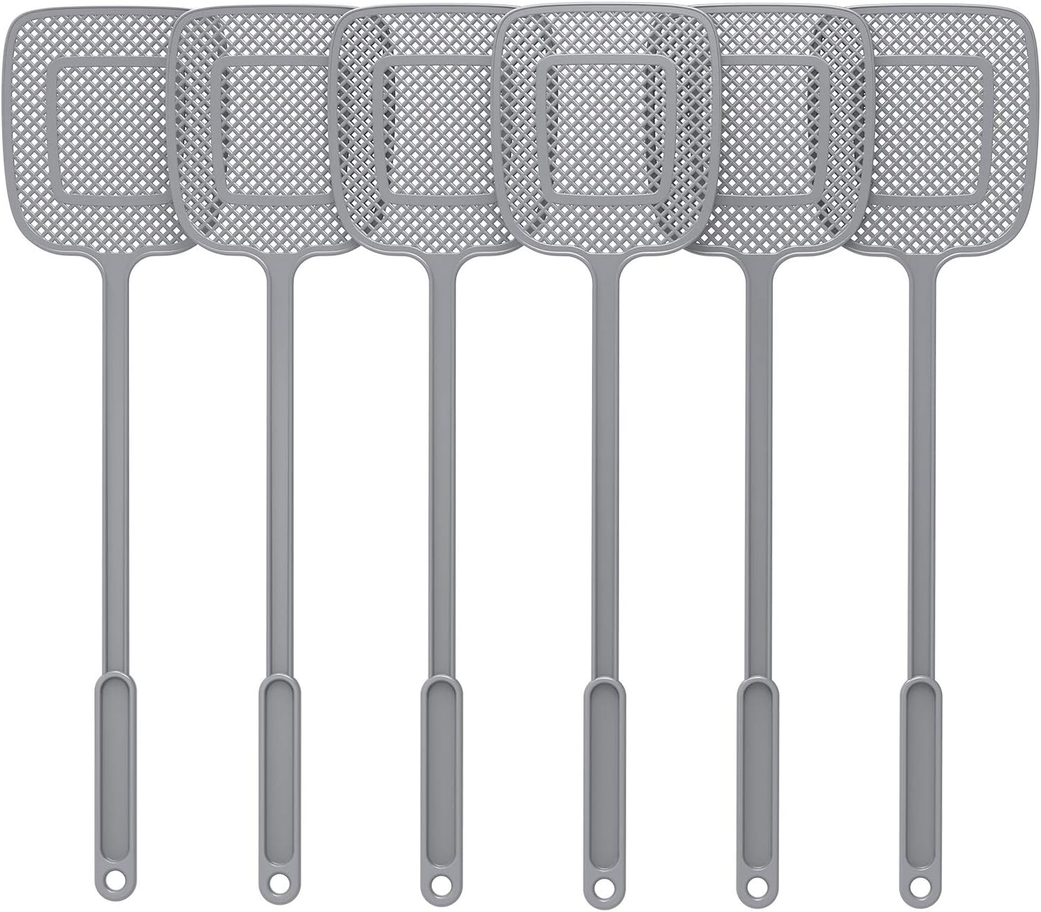 MR.SIGA Heavy Duty Long Handle Fly Swatter, Gray, 6 Pack: Home & Kitchen