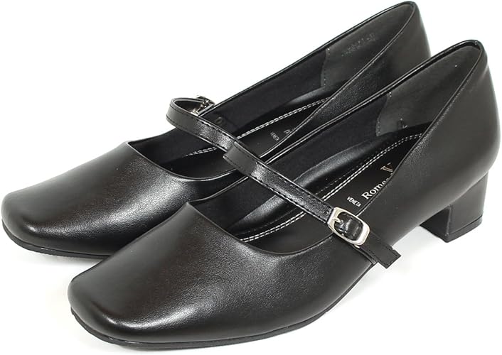 Amazon フォーマルパンプス 通勤 リクルート パンプス ストラップタイプ ワイズ Eee 3 5cm 黒 パンプス