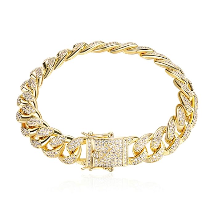 AmDxD Glänzend Armband Kubanische Kette Herrenarmband Herren Handhandgelenk Kette