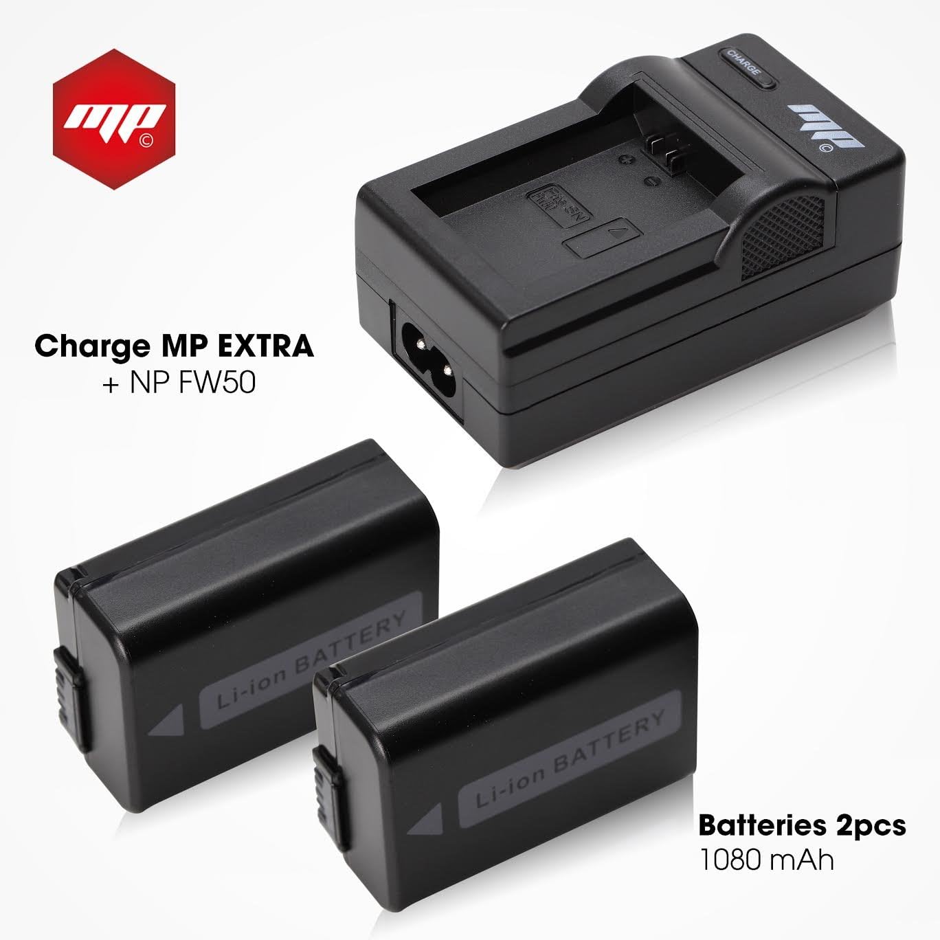 MP EXTRA 2 Batteries with Charger for Sony Alpha/NEX Black