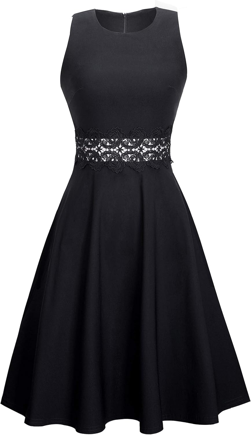 HOMEYEE Women's Sleeveless Cocktail A-Line Embroidery Party Summer Wedding Guest Dress A079: Clothing