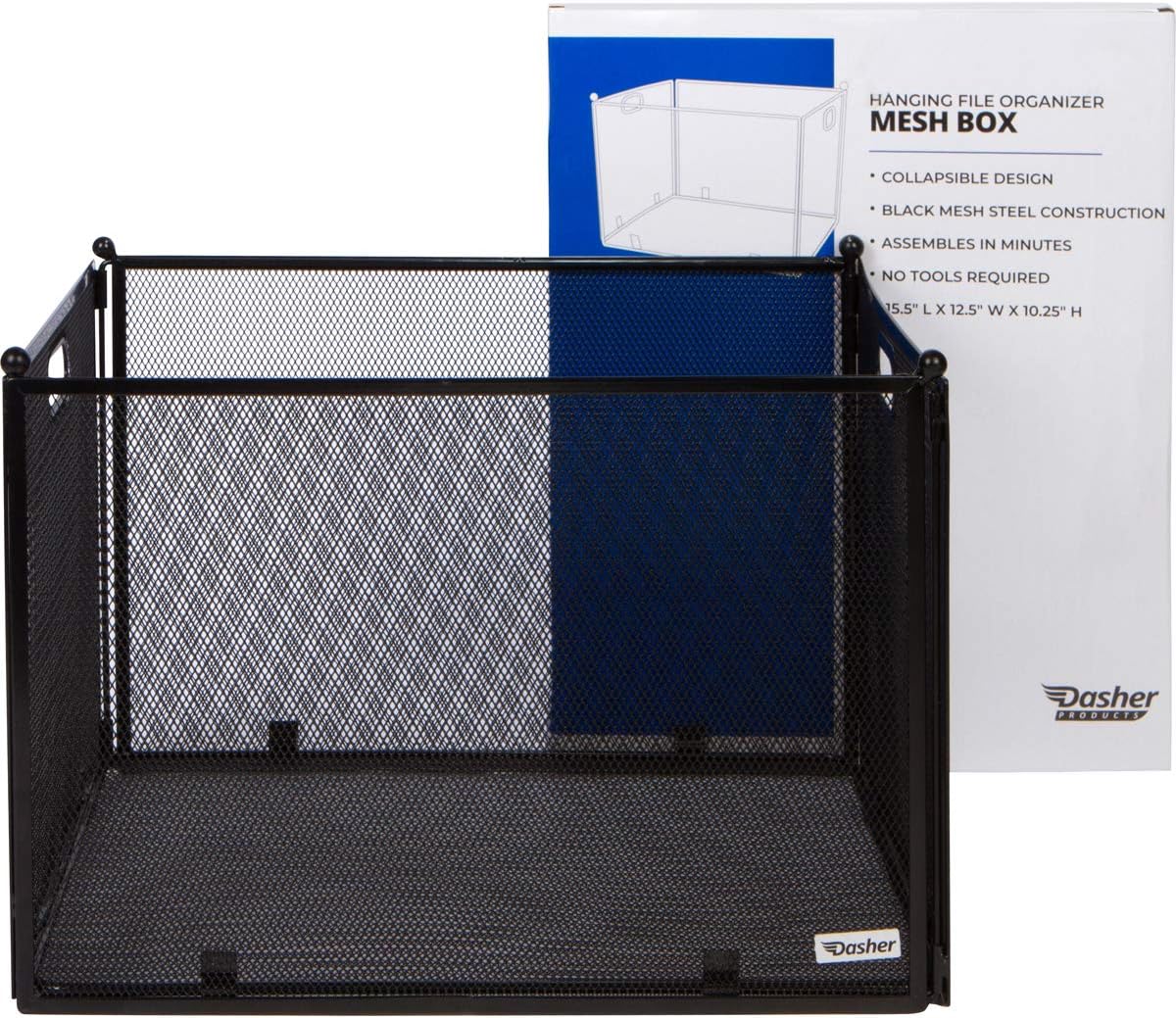 Hanging File Organizer Mesh Box - File Organizer Box Supports Letter Sized and Legal Sized Hanging Folders, Modern Black Metal Mesh Hanging File Crate, Collapsible File Organizer for Home or Office : Office Products
