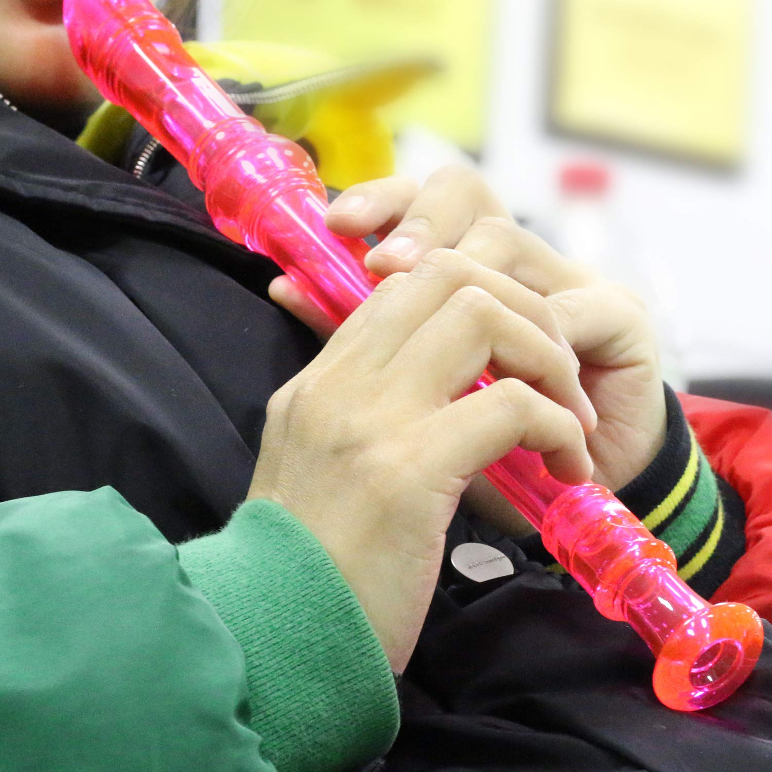 Lot-Yes 8-Hole Soprano Descant Recorder with Cleaning Rod + Case Bag Music Instrument (Crystal Pink)